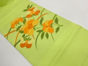 芝に花葉模様織り出し名古屋帯
